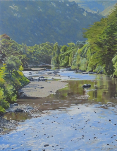 Hutt River from Foot Bridge, Harcourt Park, Upper Hutt